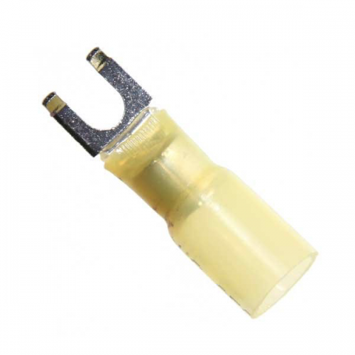 12-10 GA Flanged Spade Terminal, Heat Shrink Insulated, #10 Stud